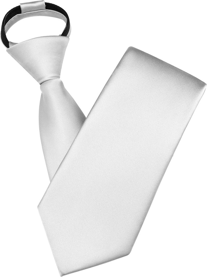Branduce 3.15"（8cm） Mens Solid Satin Tie Pre-tied Adjustable Zipper Necktie for Business and Wedding - Image 1